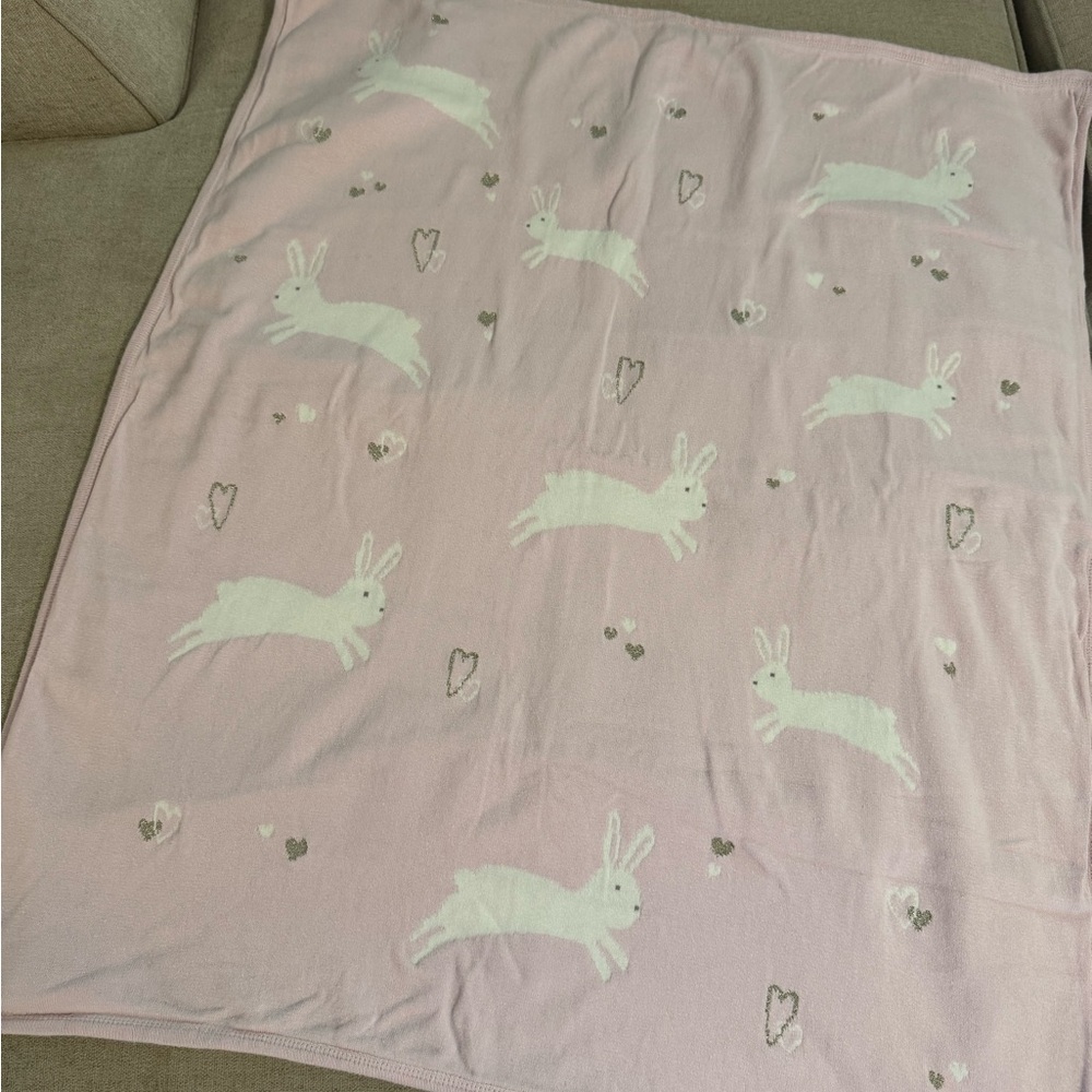 Pottery Barn Pink Bunny baby Blanket